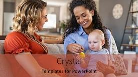  Presentation with fertilization - Presentation with happy-multiethnic-friends-with-child background and a red colored foreground