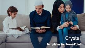  Presentation with quran - Presentation featuring happy-muslim-family-enjoying background and a navy blue colored foreground