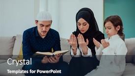  Presentation with quran - Presentation having happy-muslim-family-enjoying background and a navy blue colored foreground