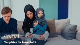  Presentation with quran - Slide set with happy-muslim-family-enjoying background and a ocean colored foreground