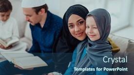  Presentation with quran - Slides consisting of happy-muslim-family-enjoying background and a ocean colored foreground