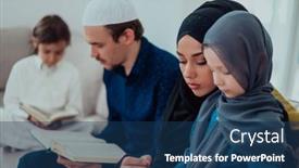  Presentation with quran - Presentation having happy-muslim-family-enjoying background and a ocean colored foreground