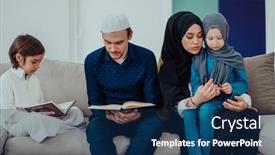  Presentation with muslim family - PPT layouts consisting of happy-muslim-family-enjoying background and a navy blue colored foreground