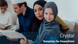  Presentation with quran - Slide set with happy-muslim-family-enjoying background and a ocean colored foreground