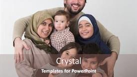  Presentation with muslim family - Presentation theme with happy muslim family portrait background and a violet colored foreground