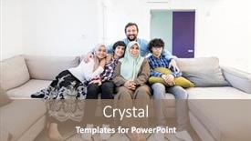  Presentation with muslim family - Slide deck having happy-muslim-family-portrait background and a coral colored foreground