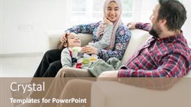  Presentation with muslim family - Amazing presentation theme having happy-muslim-family-sitting backdrop and a coral colored foreground