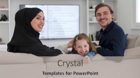  Presentation with muslim family - Presentation design featuring happy-muslim-family-with-daughter background and a light gray colored foreground