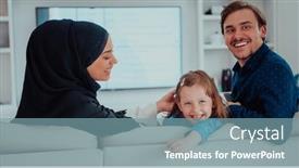  Presentation with muslim family - Theme having happy-muslim-family-with-daughter background and a seafoam green colored foreground