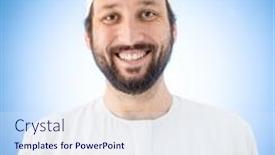  Presentation with muslim - Beautiful presentation theme featuring happy-muslim-man-smiling backdrop and a sky blue colored foreground