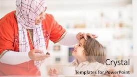  Presentation with muslim family - Amazing slides having happy muslim middle eastern mother with son at new modern home family at new modern home backdrop and a lemonade colored foreground