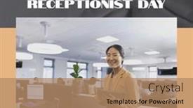  Presentation with recognition - Presentation theme having happy-national-receptionist-day background and a coral colored foreground