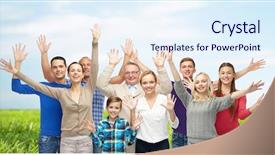  Presentation with blue sky - Cool new presentation theme with happy nature - family gender generation and people backdrop and a sky blue colored foreground