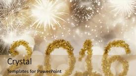  Presentation with happy new year - Beautiful PPT theme featuring happy new 2016 year seasons backdrop and a coral colored foreground