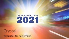  Presentation with happy new year - Cool new slide deck with happy-new-2021-year-text backdrop and a coral colored foreground