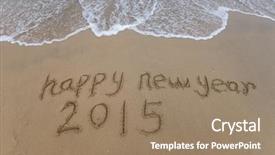  Presentation with happy new year - PPT theme consisting of happy new year 2015 written background and a coral colored foreground