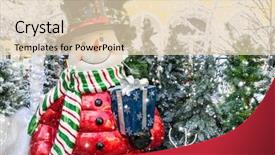  Presentation with christmas cars - PPT theme enhanced with happy new year 2016 blue - christmas card with a snowman background and a  colored foreground