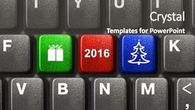  Presentation with keys - Cool new slide set with happy new year 2016 blue - computer keyboard with christmas keys backdrop and a dark gray colored foreground