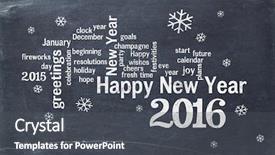  Presentation with new beginnings - Presentation theme consisting of happy new year 2016 word background and a dark gray colored foreground