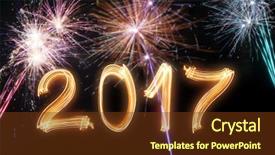  Presentation with happy new year - Cool new PPT theme with happy new year 2017 celebration backdrop and a tawny brown colored foreground
