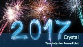  Presentation with anniversary - Beautiful slide deck featuring happy new year 2017 backdrop and a ocean colored foreground