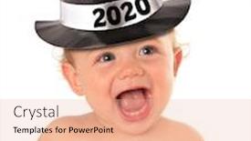  Presentation with new year 2020 - PPT theme with happy-new-year-2020-baby background and a lemonade colored foreground