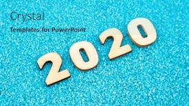  Presentation with new year 2020 - Amazing slide set having happy-new-year-2020-concept backdrop and a cyan colored foreground