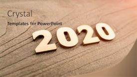  Presentation with new year 2020 - Colorful slide set enhanced with happy-new-year-2020-concept backdrop and a coral colored foreground