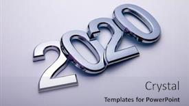  Presentation with new year 2020 - Colorful presentation design enhanced with happy-new-year-2020-symbol backdrop and a light gray colored foreground