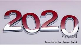  Presentation with new year 2020 - Beautiful presentation theme featuring happy-new-year-2020-symbol backdrop and a light gray colored foreground