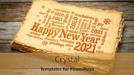 Presentation with happy new year - Slides with happy-new-year-2021-greetings background and a gold colored foreground