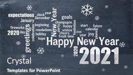  Presentation with new year card - Slide set consisting of happy-new-year-2021-word background and a ocean colored foreground
