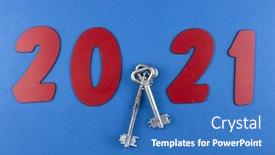  Presentation with keys - PPT layouts enhanced with happy-new-year-2021 background and a teal colored foreground
