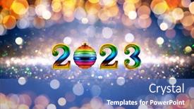  Presentation with happy new year - Slide deck with happy-new-year-2023-christmas background and a teal colored foreground
