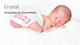  Presentation with new baby girl - PPT layouts featuring happy-new-year-2023-newborn background and a white colored foreground