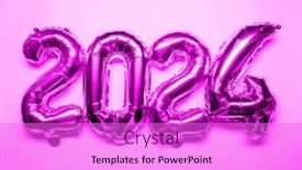  Presentation with happy new year - PPT theme with happy-new-year-2024-concept and a lilac colored foreground