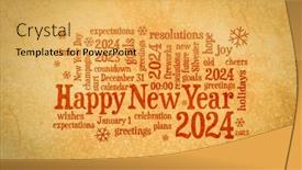  Presentation with happy new year - Presentation theme consisting of happy-new-year-2024-greetings background and a yellow colored foreground