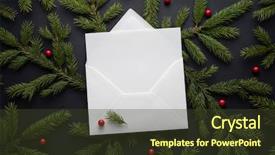  Presentation with christmas holly - Amazing slide deck having happy new year card christmas backdrop and a tawny brown colored foreground