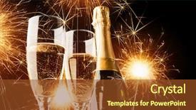  Presentation with drop - PPT theme with happy new year champagne background and a  colored foreground