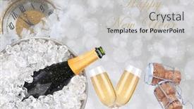  Presentation with flutes - Presentation theme consisting of happy-new-year-collage background and a light gray colored foreground