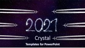  Presentation with happy new year - Beautiful PPT theme featuring happy-new-year-concept-flying backdrop and a wine colored foreground