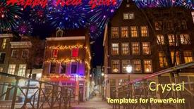 Presentation with happy new year - Beautiful slide deck featuring happy-new-year-from-amsterdam backdrop and a tawny brown colored foreground