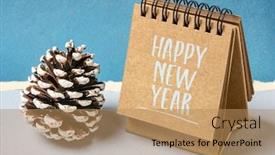  Presentation with new season - Slide deck featuring happy-new-year-greeting-card background and a coral colored foreground