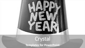  Presentation with happy new year - Cool new slide set with perfumery perfume bottle closeup on a white background backdrop and a lemonade colored foreground