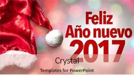  Presentation with happy new year 2022 - Colorful presentation design enhanced with happy new year in spanish backdrop and a coral colored foreground