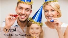  Presentation with birthday kids - Colorful PPT layouts enhanced with happy new year kids - celebration family holidays and birthday backdrop and a coral colored foreground