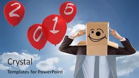  Presentation with anonymous - Amazing PPT layouts having happy new year smiley - anonymous businessman pointing to box backdrop and a  colored foreground