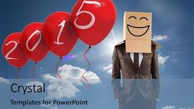  Presentation with anonymous - PPT theme with happy new year smiley - anonymous businessman with hands background and a  colored foreground