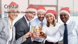  Presentation with successful group of surgeons - PPT theme consisting of happy new year smiley - group of successful business partners background and a coral colored foreground