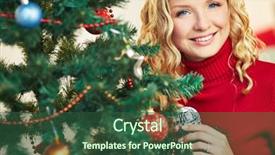  Presentation with camera - Colorful presentation design enhanced with happy new year smiley - pretty female looking at camera backdrop and a  colored foreground